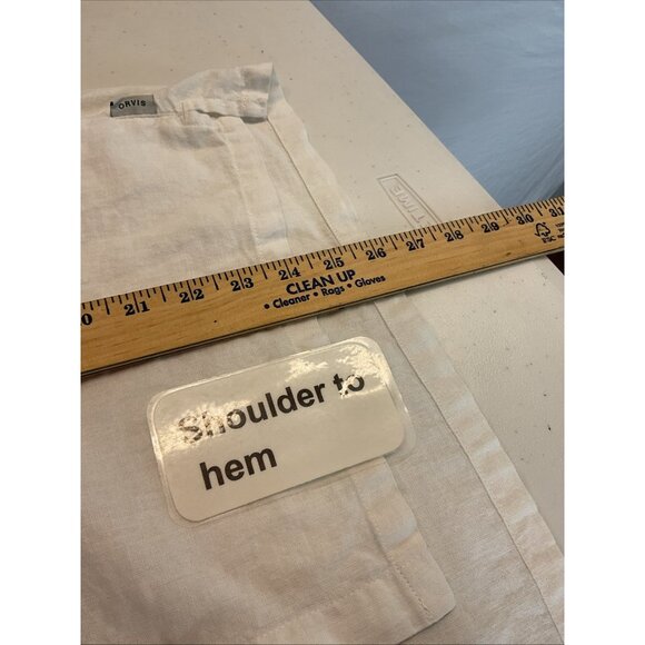 Orvis Women's Button-Up Short Sleeves Linen Blend Shirt White Beach Summer L - Picture 10 of 11